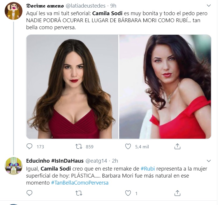 Uno de los tuits que generó más reacciones al comparar a Camila Sodi con Bárbara Mori