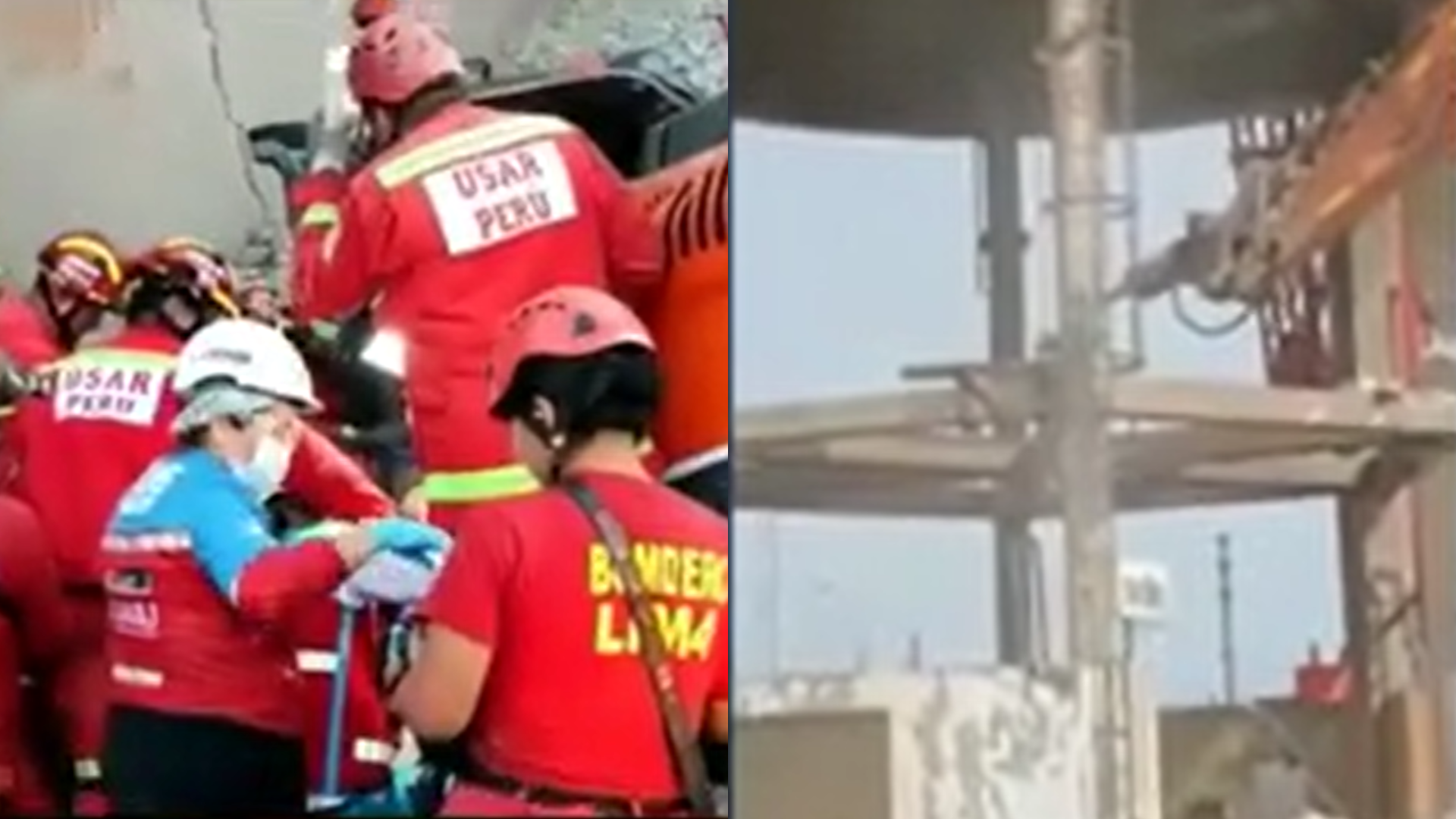 Bomberos rescatan a obrero aplastado por tanque de cemento luego de 16 horas de trabajo