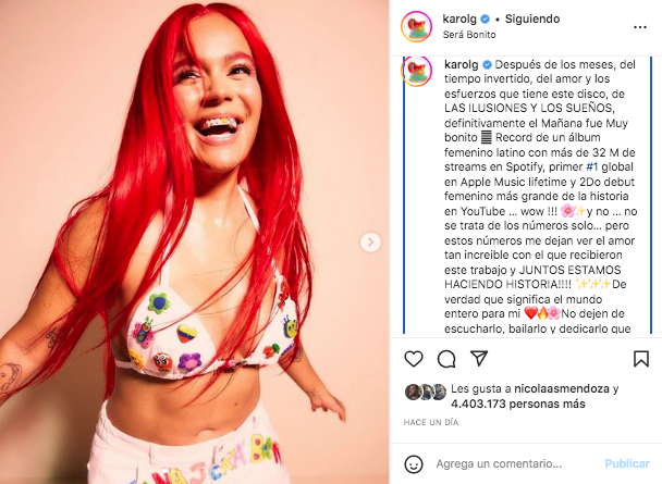 Karol G Rompió Nuevo Récord Con Su álbum “mañana Será Bonito” Infobae 9792