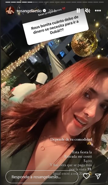 Rosángela Espinoza celebró año nuevo en Dubai. (Instagram)