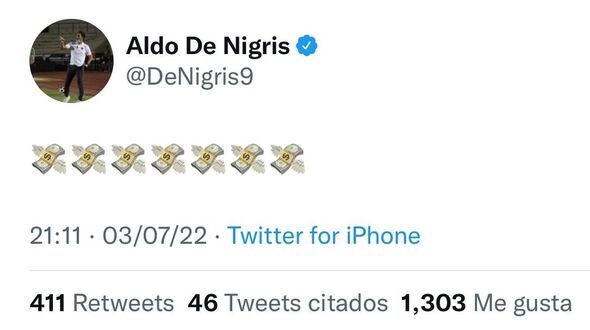 Captura: Twitter @DeNigris9