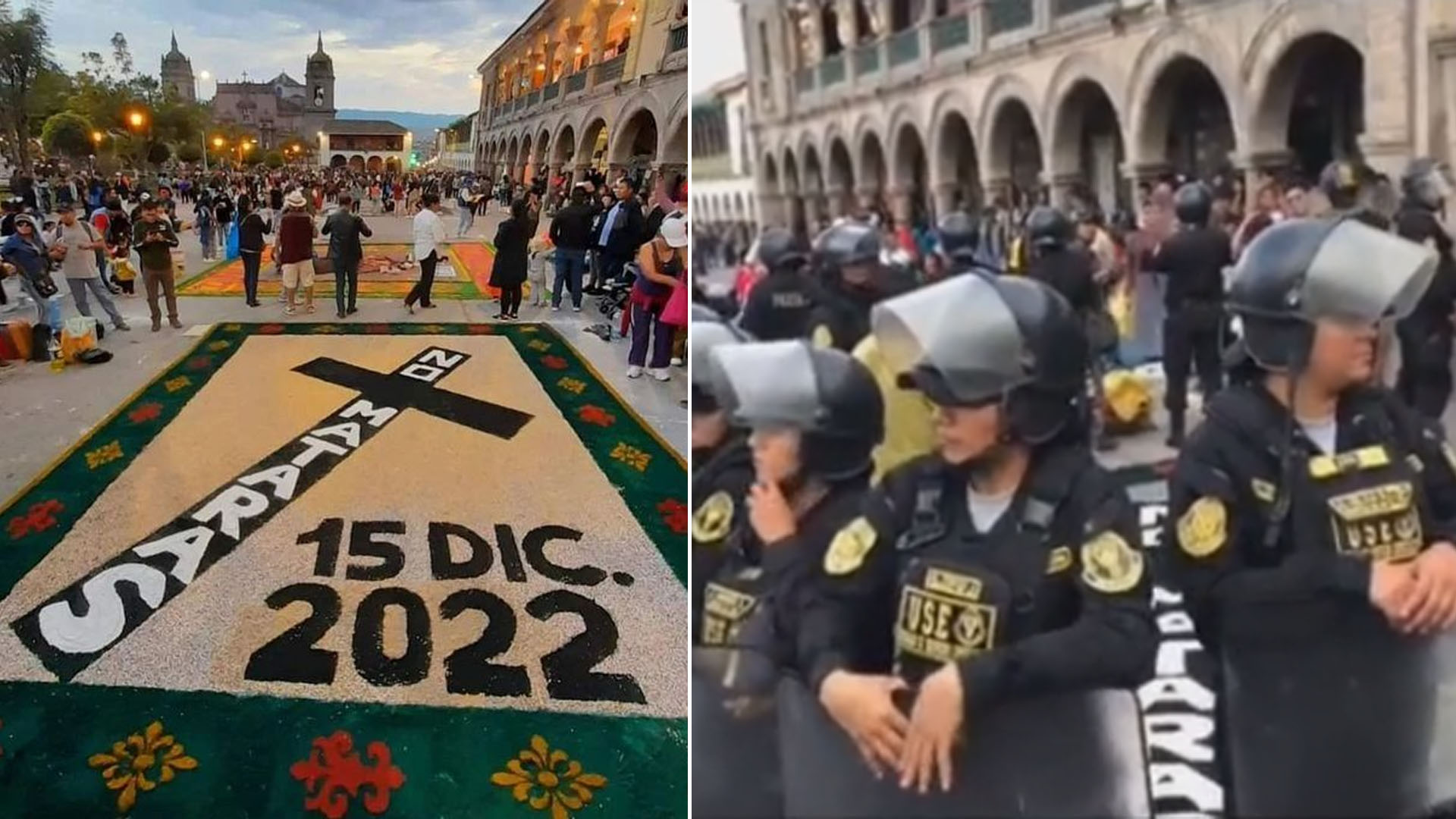 Tensión entre la Policía y ciudadanos por alfombra de Semana Santa en Ayacucho con mensaje “No matarás”