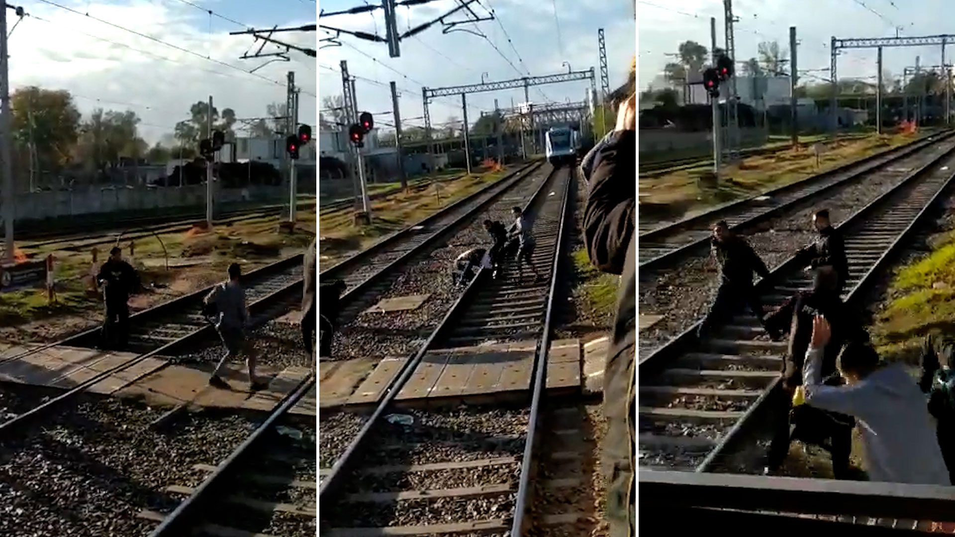 Golpes de puño, piedrazos y cinco detenidos: las imágenes de una violenta pelea en las vías del tren Roca