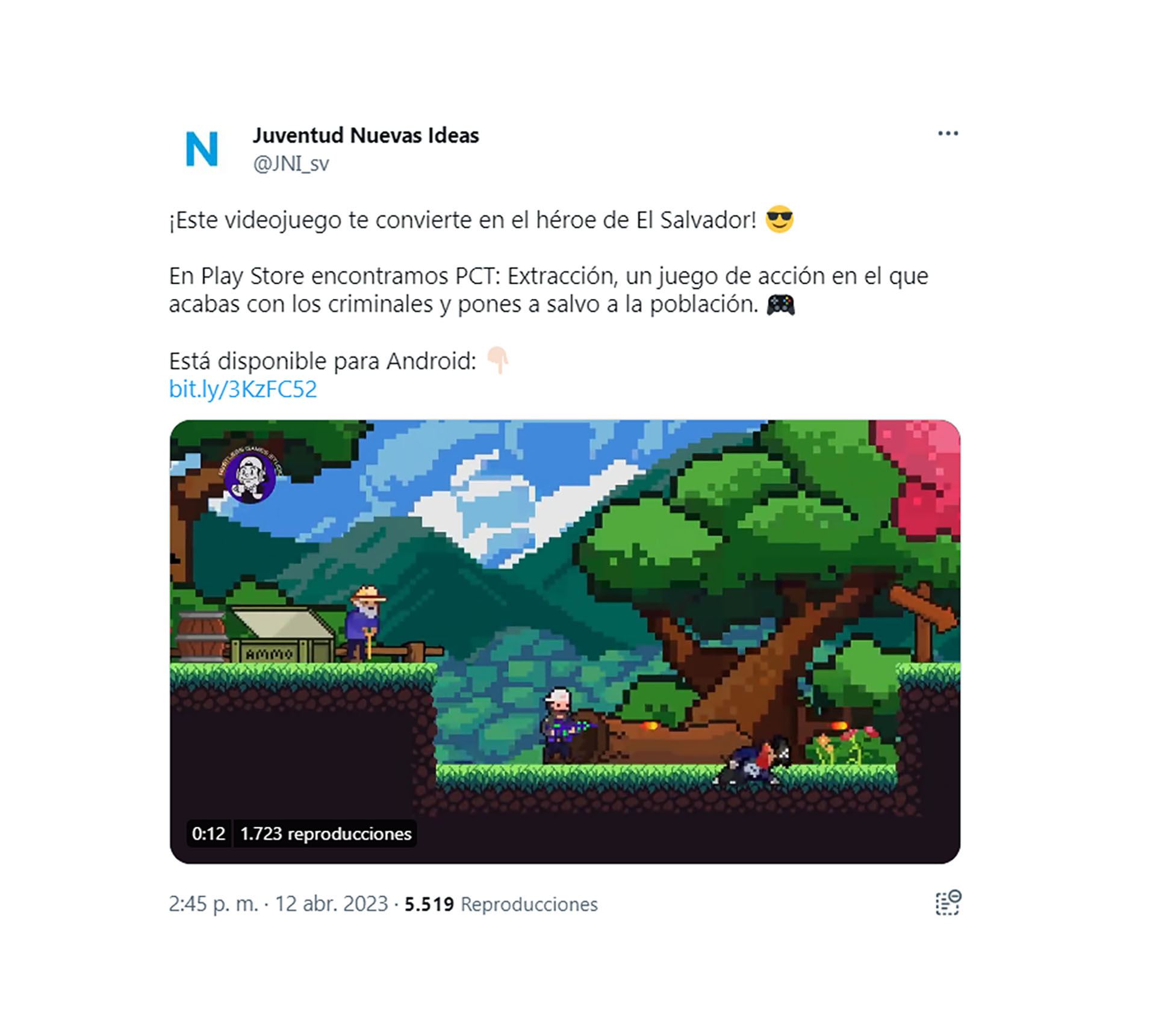 El mensaje de Juventud Nuevas Ideas en Twitter