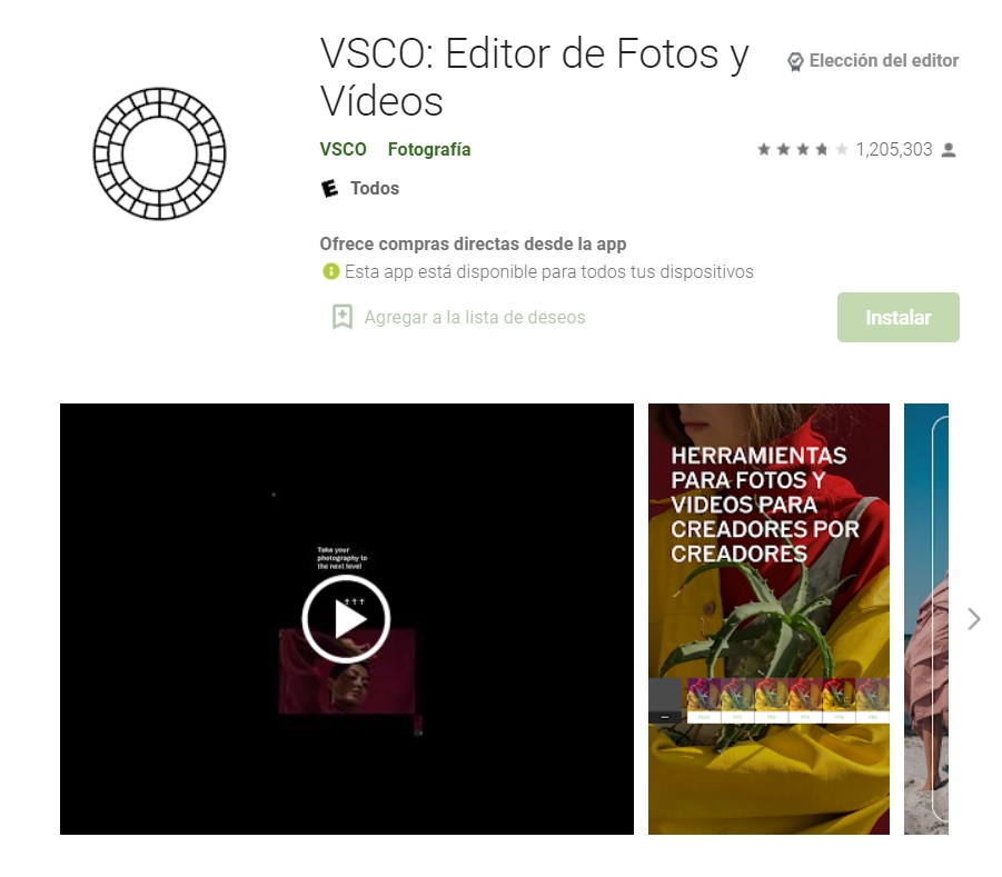 Vsco permite crear montajes con fotos y videos. (foto: Play Store)