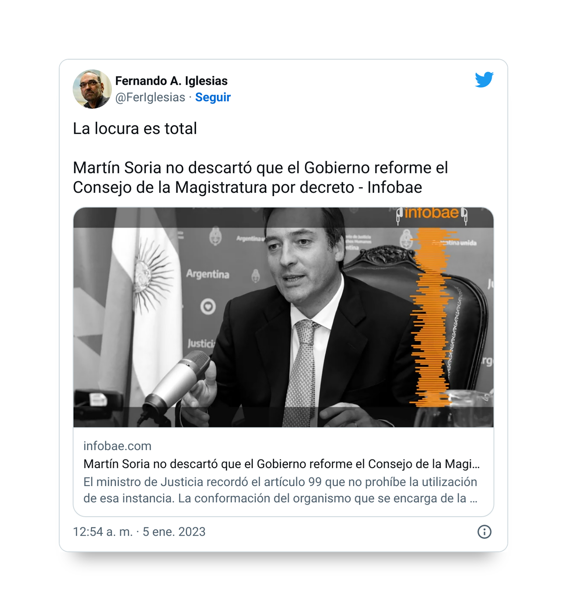 El diputado Fernando Iglesias cuestionó las declaraciones de Martín Soria