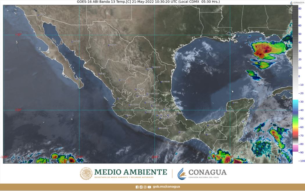 Clima en México para el 21 de mayo de 2022. Foto: @conagua_clima
