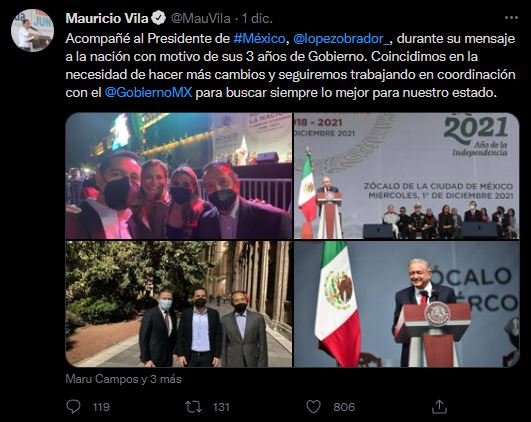 Mauricio Vila, gobernador de Yucatán, presumió su asistencia al AMLOFest 2021 (Foto: Twitter/@MauVila)