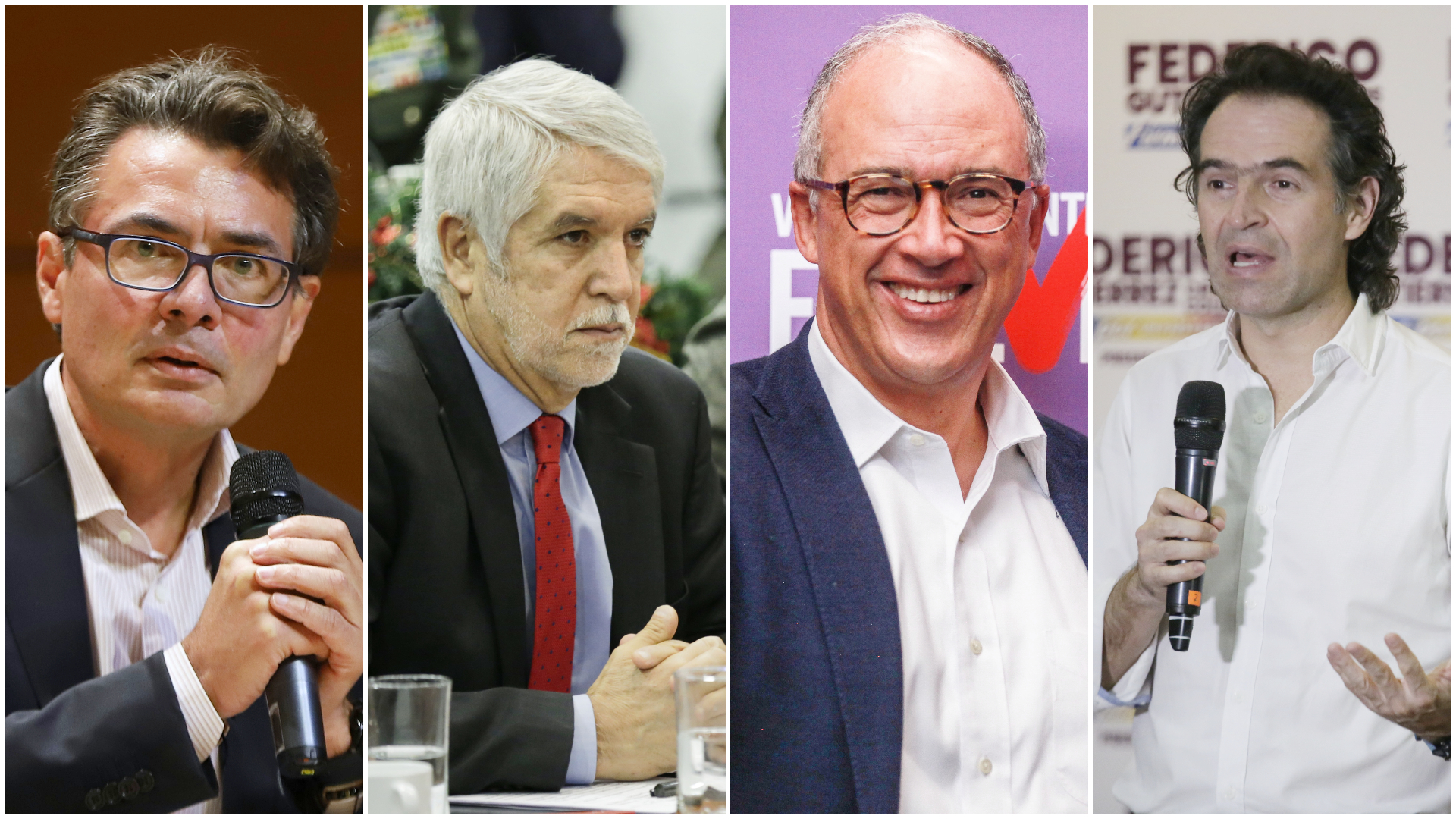 Precandidatos presidenciales: Alejandro Gaviria, Enrique Peñalosa, Juan Carlos Echeverry y Federico Gutiérrez. Fotos: Colprensa.