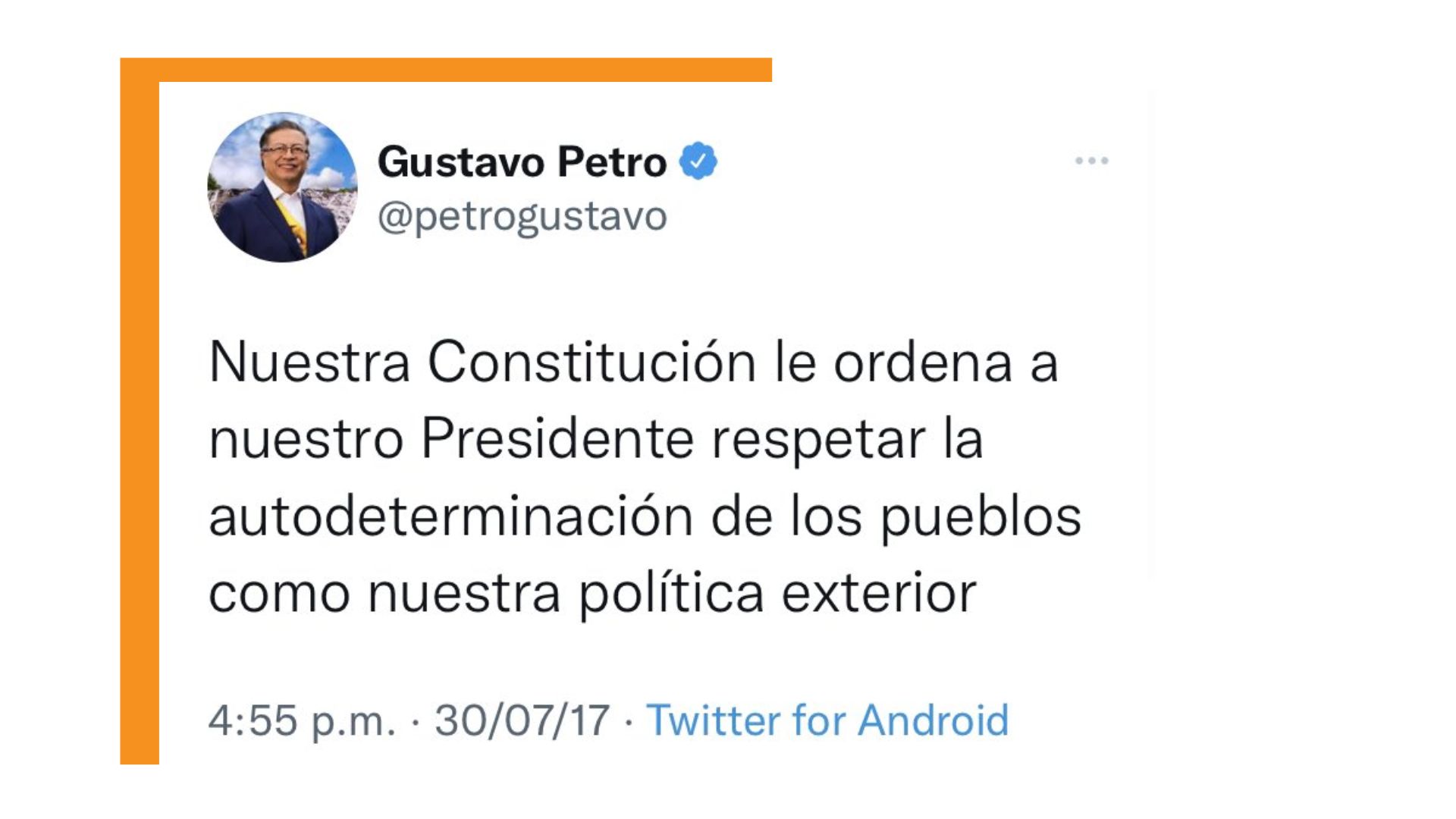 Este tuit lo realizó luego de que el Gobierno de Nicolás Maduro celebrara los resultados de la Constituyente el 31 de julio de 2017