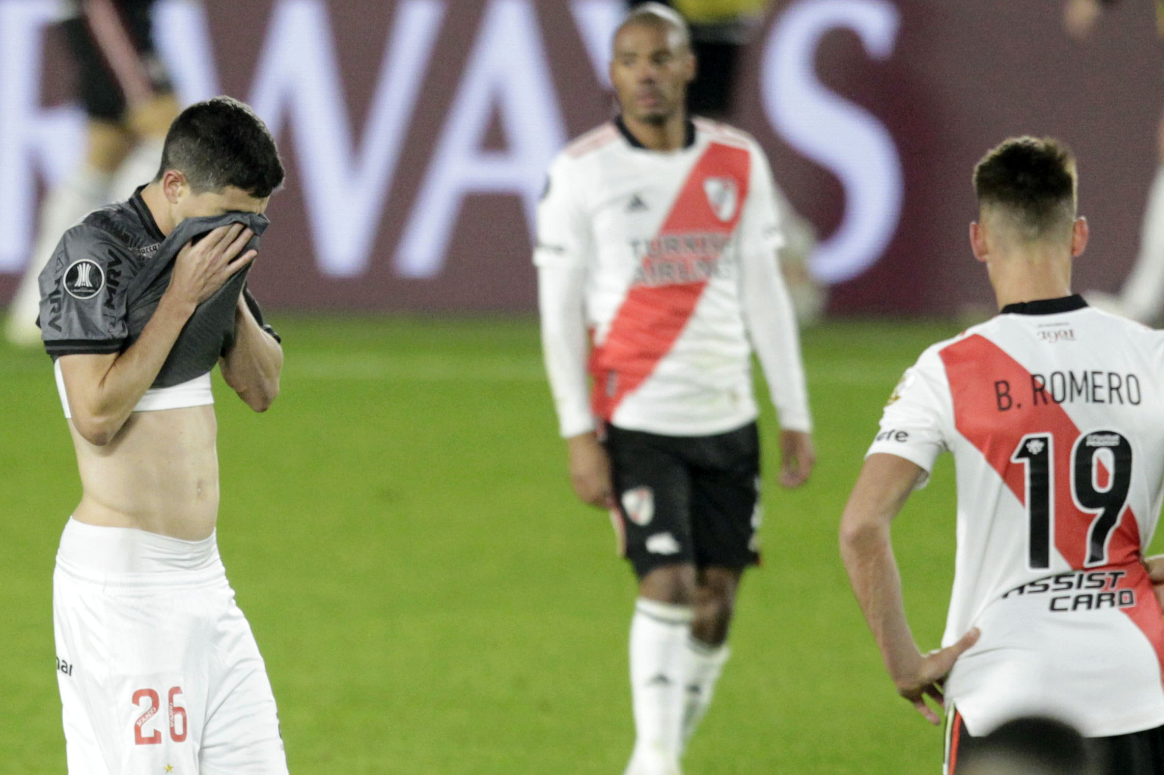 Nacho Fernández le anotó un gol a River Plate con el Atlético Mineiro en el duelo de ida de los cuartos y no lo celebró por respeto a su ex club (Fotobaires)