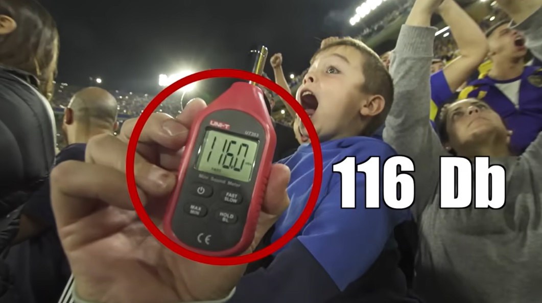 El decibelímetro marcó un pico de 116 Db en la cancha de Boca Juniors