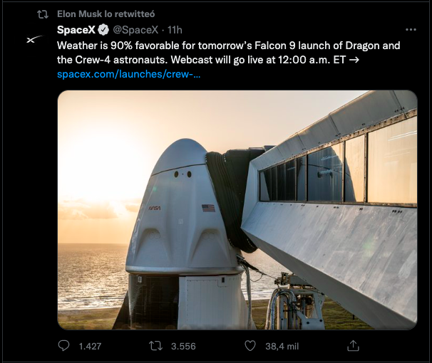 Próximo lanzamiento de Space X (Foto: Captura de pantalla)