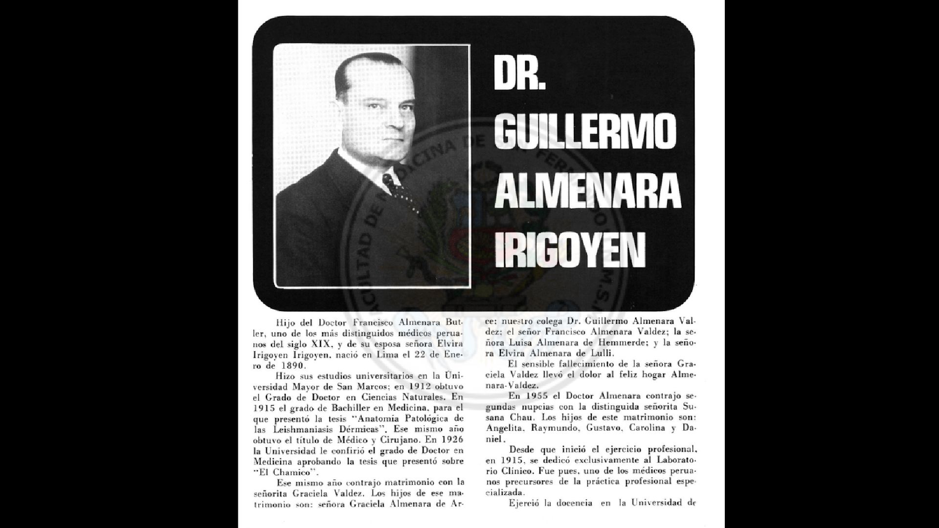 Tras la muerte de Guillermo Almenara en 1974, la Revista Galeno le dedicó una extensa nota a su vida y trayectoria profesional en 1975. (Revista Galeno)