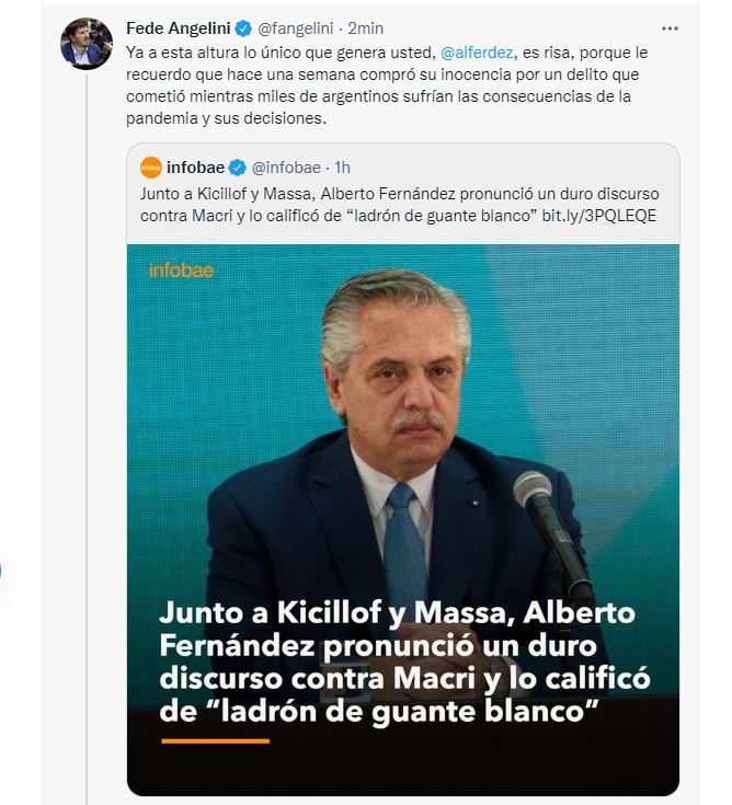 La respuesta de Federico Angelini a las denuncias de Alberto Fernández