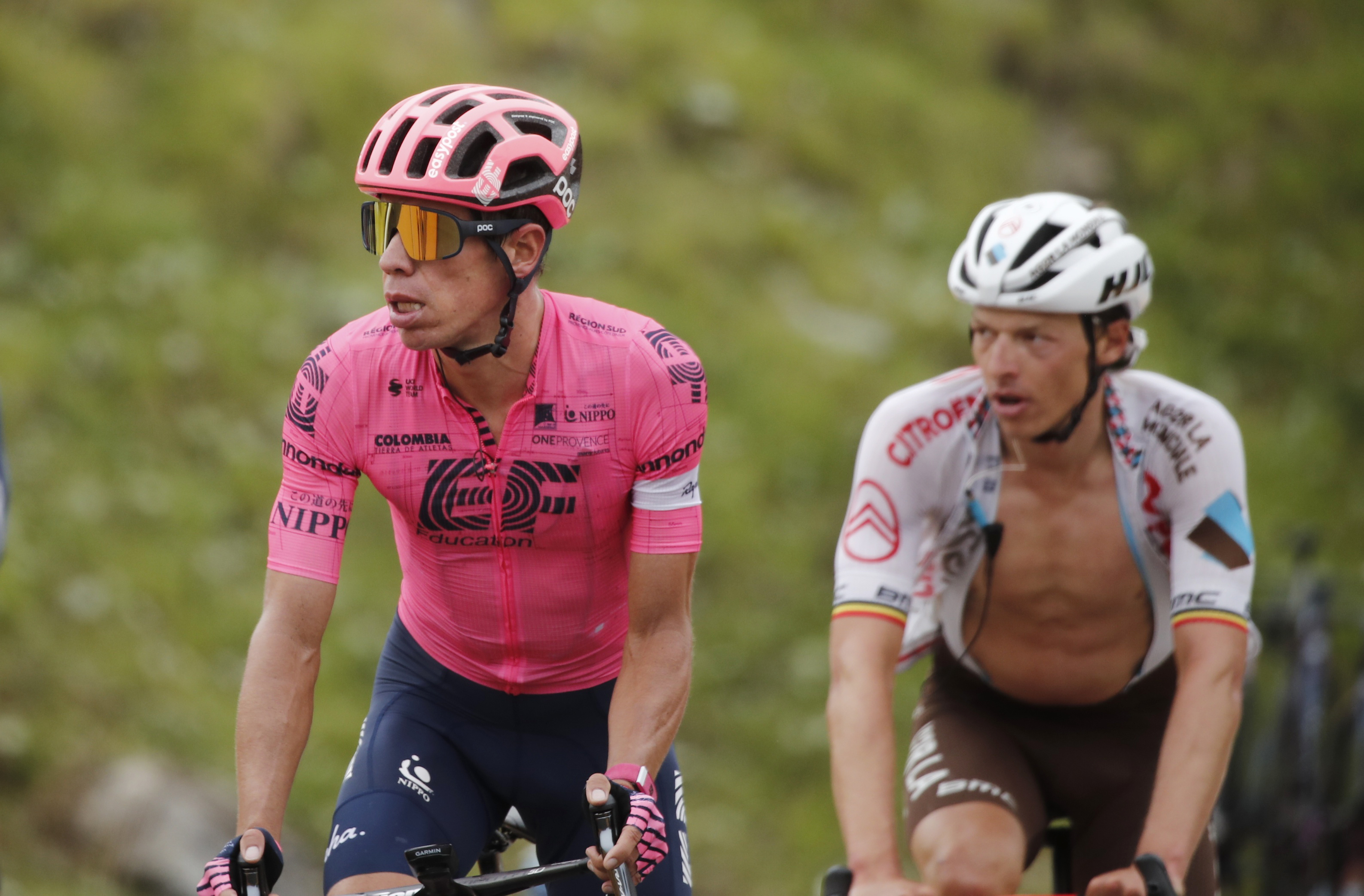Cycling - Tour de France - Stage 18 - Pau to Luz Ardiden - France - July 15, 2021 EF Education–Nippo rider Rigoberto Uran of Colombia in action during Stage 18 REUTERS/Benoit Tessier