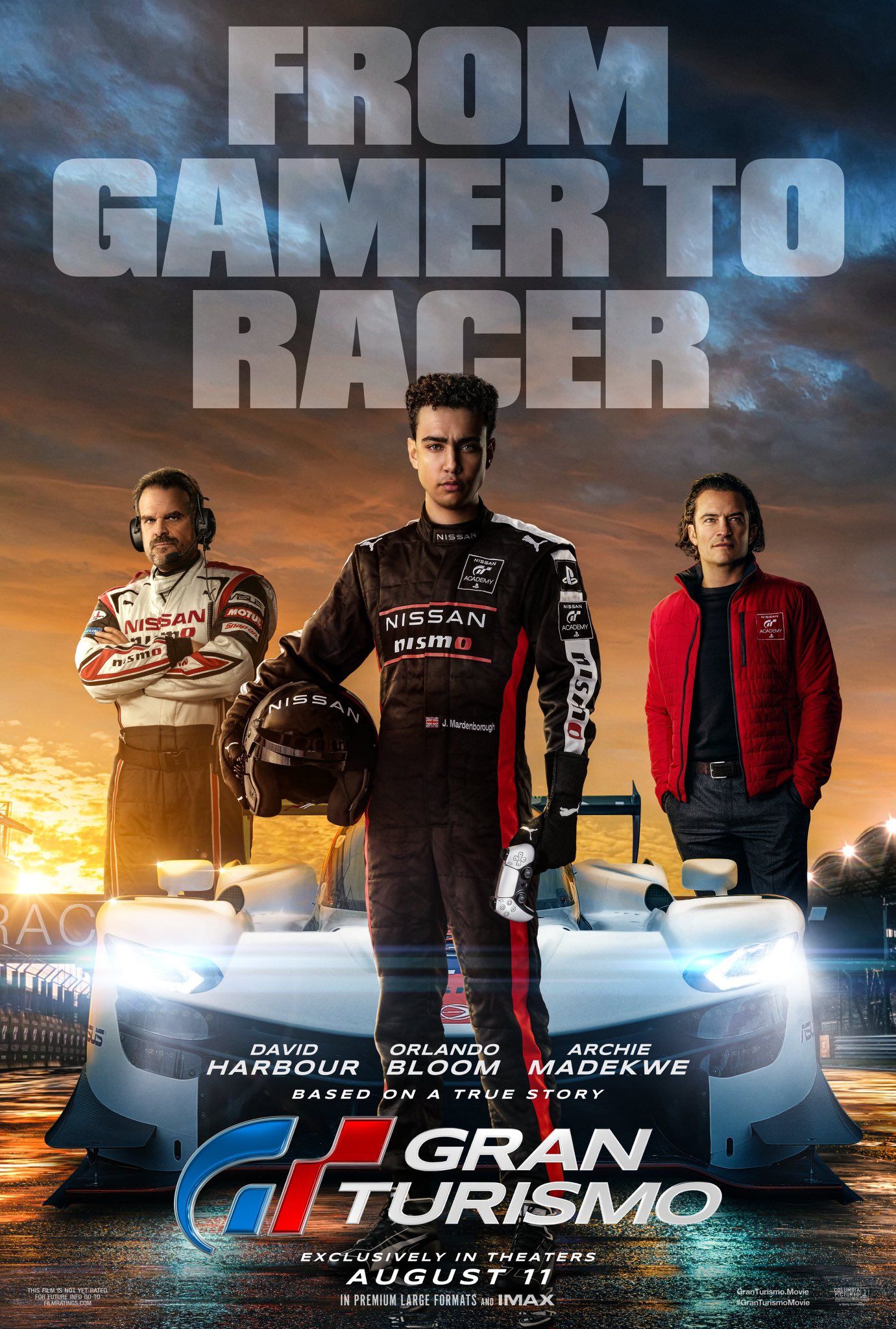 Póster oficial del lanzamiento de "Gran Turismo" en agosto de este año. (Sony Pictures)