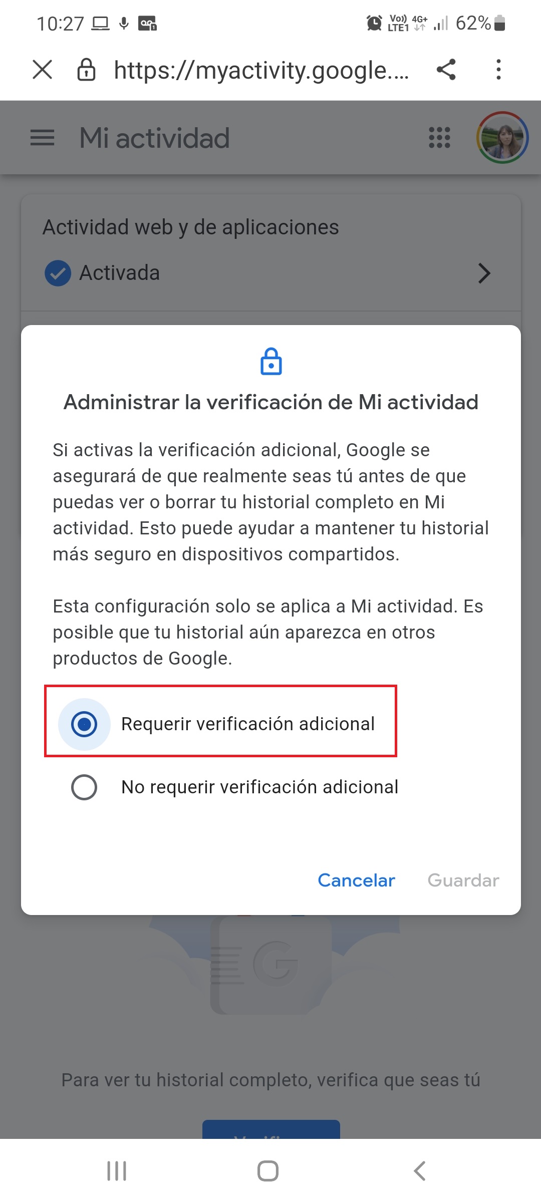 Mi Actividad de Google permite gestionar la seguridad de la cuenta