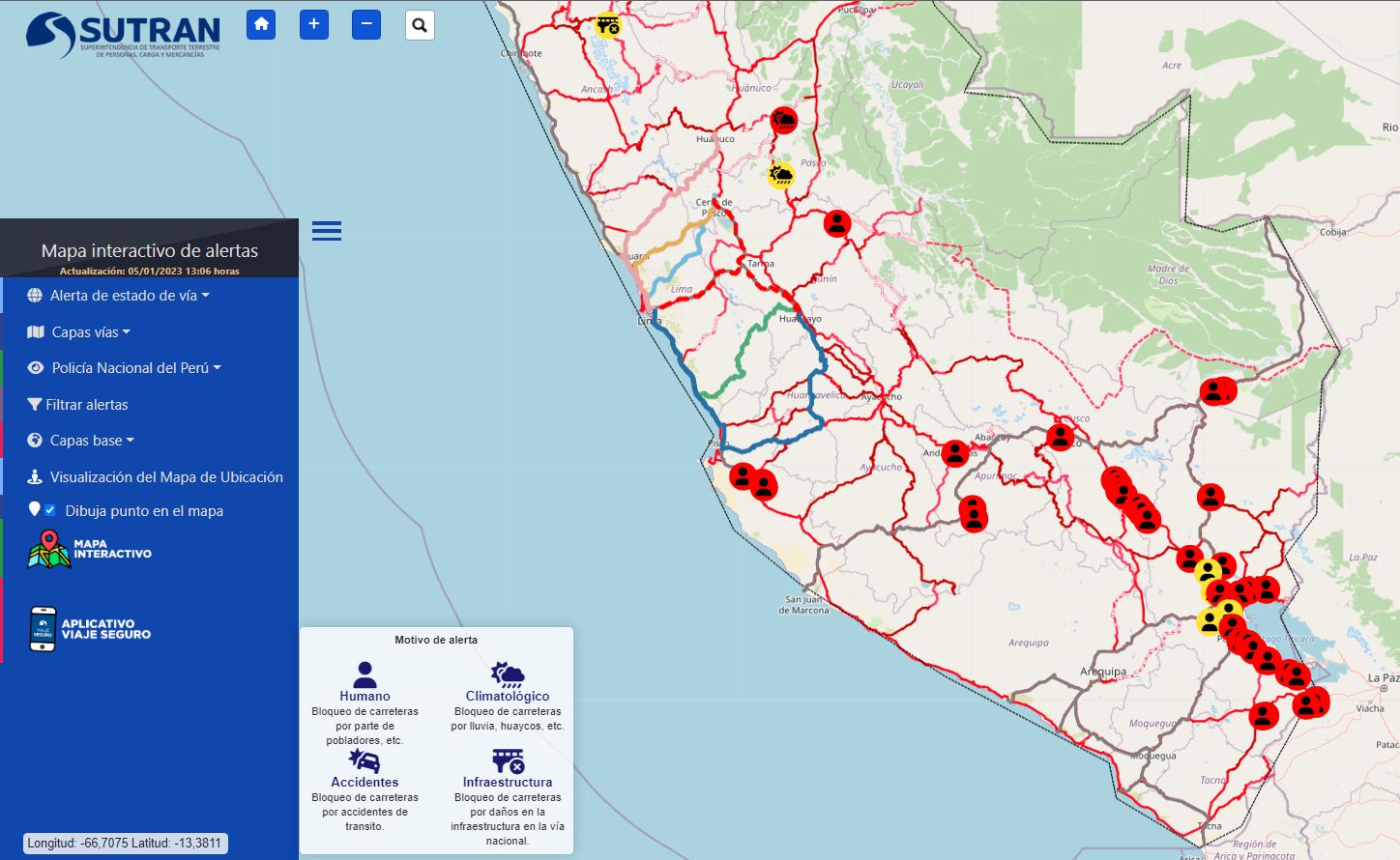 Mapa de bloqueos de vías y carreteras por el paro nacional