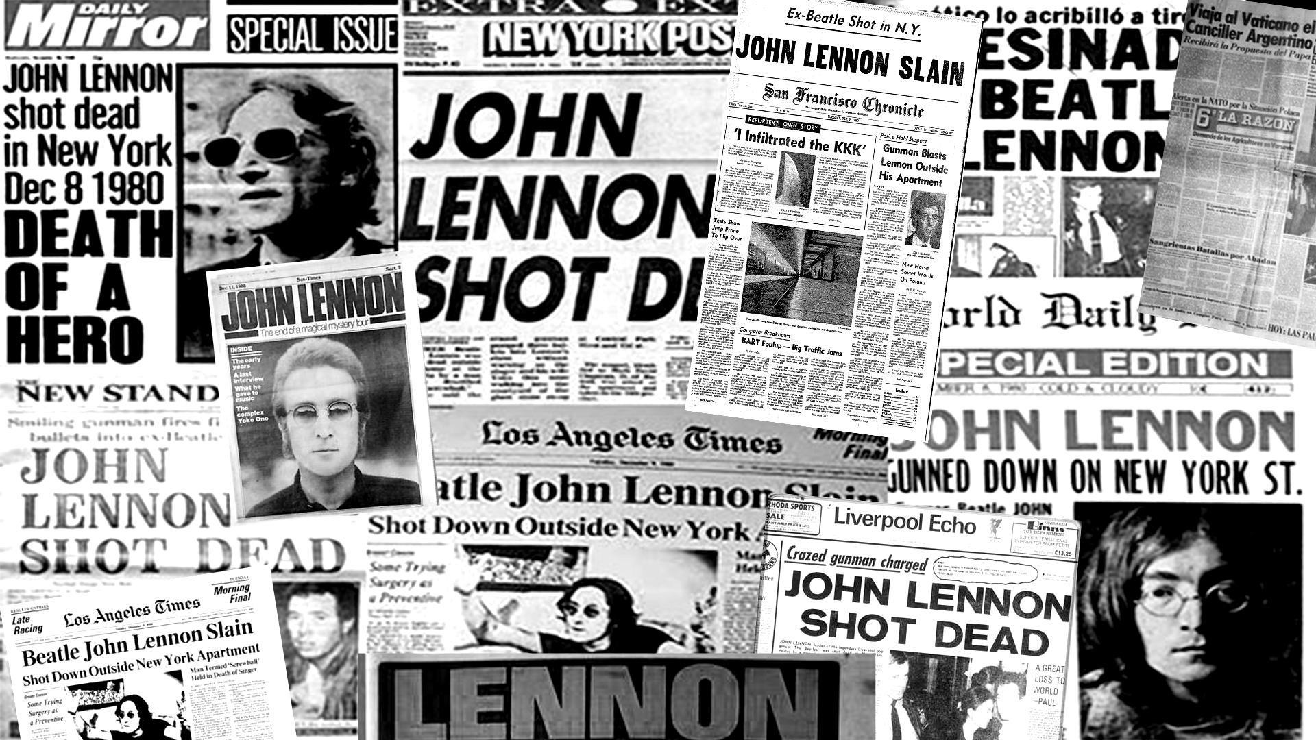 El asesinato de John Lennon fue tapa de los diarios más importantes del mundo y la noticia fue seguida por semanas. 