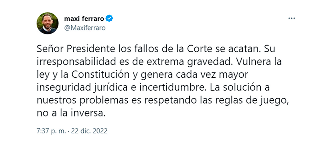 La postura de Maximiliano Ferraro, presidente de la Coalición Cívica