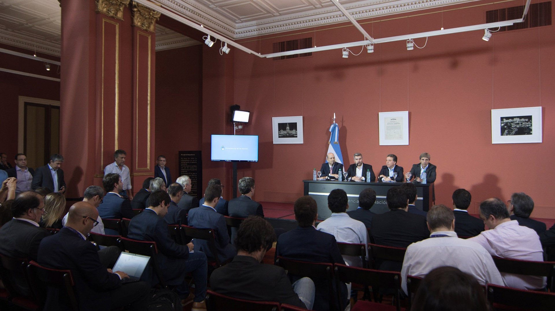 La conferencia de prensa del 28 de diciembre de 2017 en la Casa Rosada (Télam)
