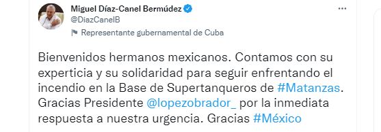 The Cuban dictator welcomed the Mexicans sent to fight the killing fire (Photo: Twitter screenshot)