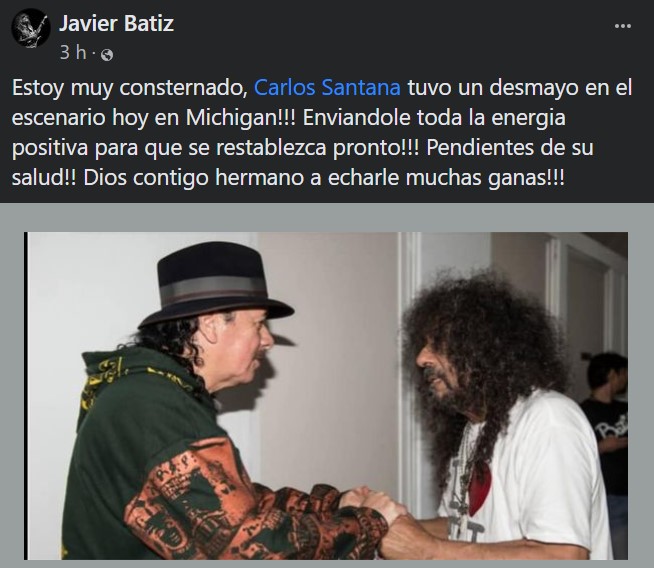 Javier Bátiz, guitarrista mexicano, se dijo consternado por la situación que vivió Carlos Santana en Michiga