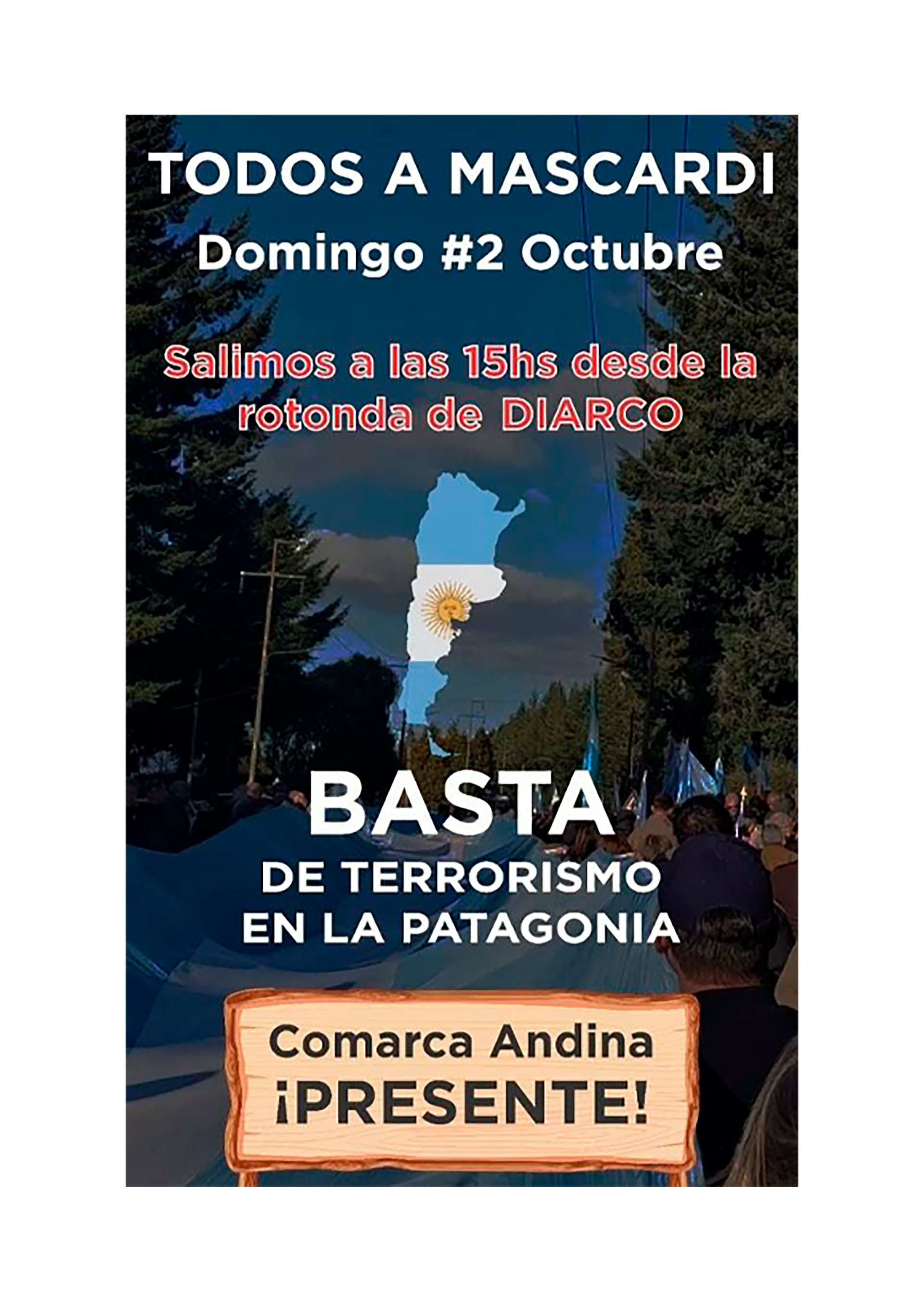 Vecinos de Bariloche y alrededores marcharán a Villa Mascardi para repudiar la ocupación de terrenos mapuche. 