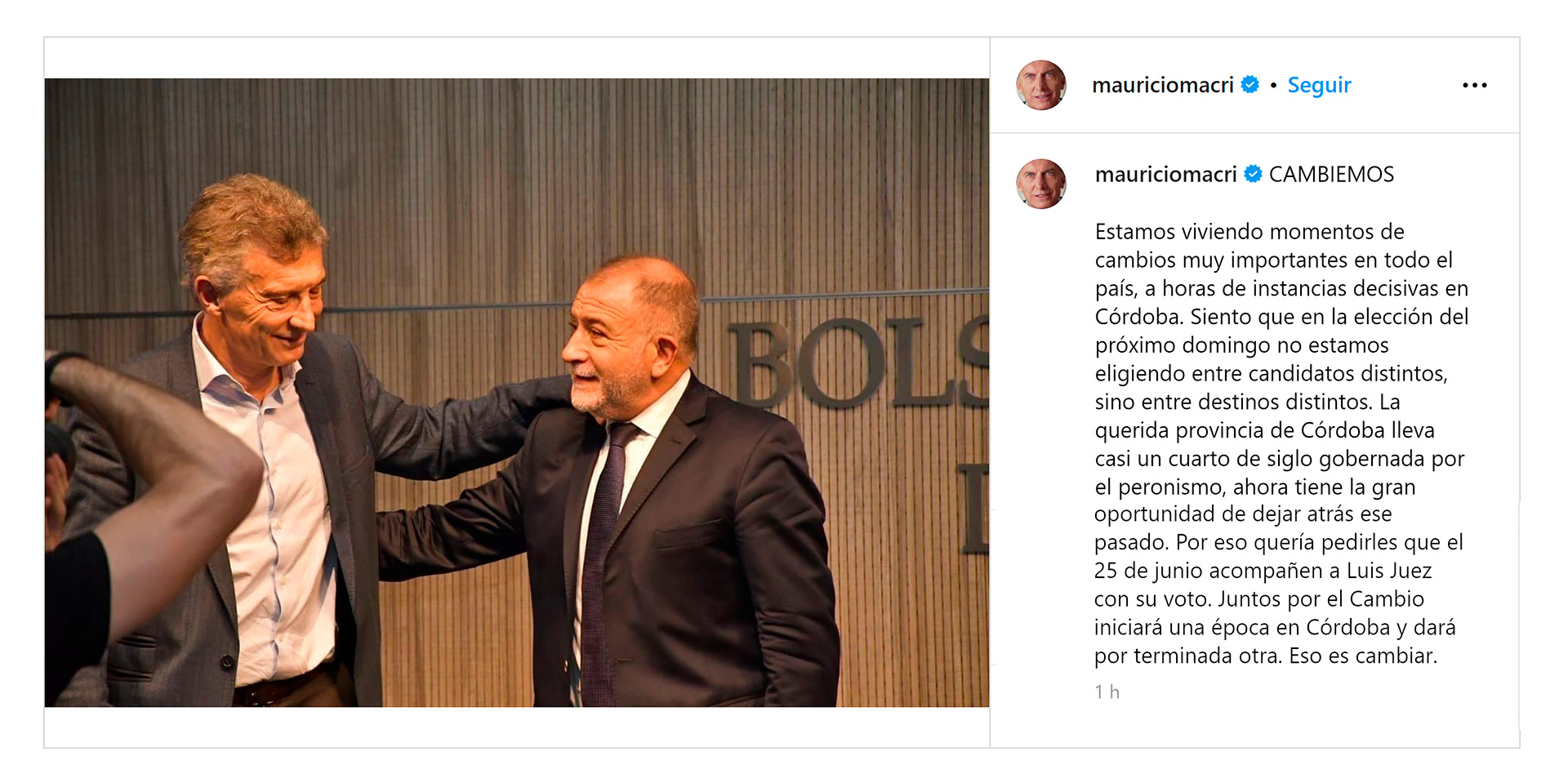 El mensaje que Mauricio Macri le envió a Luis Juez previo al cierre de campaña en Córdoba