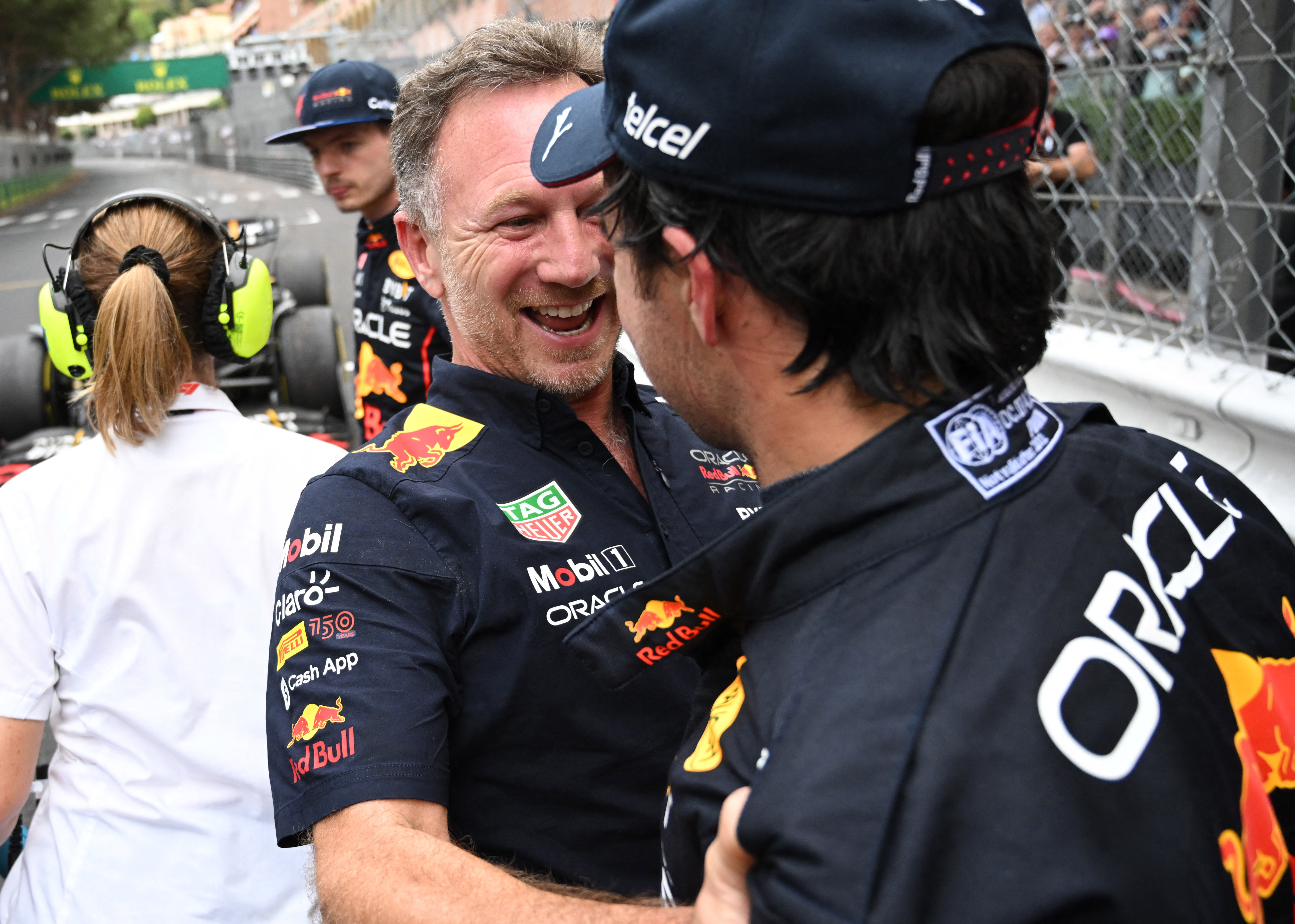 Christian Horner's happiness when Checo Pérez won the 2022 Monaco GP (Photo: REUTERS/Christian Bruna)