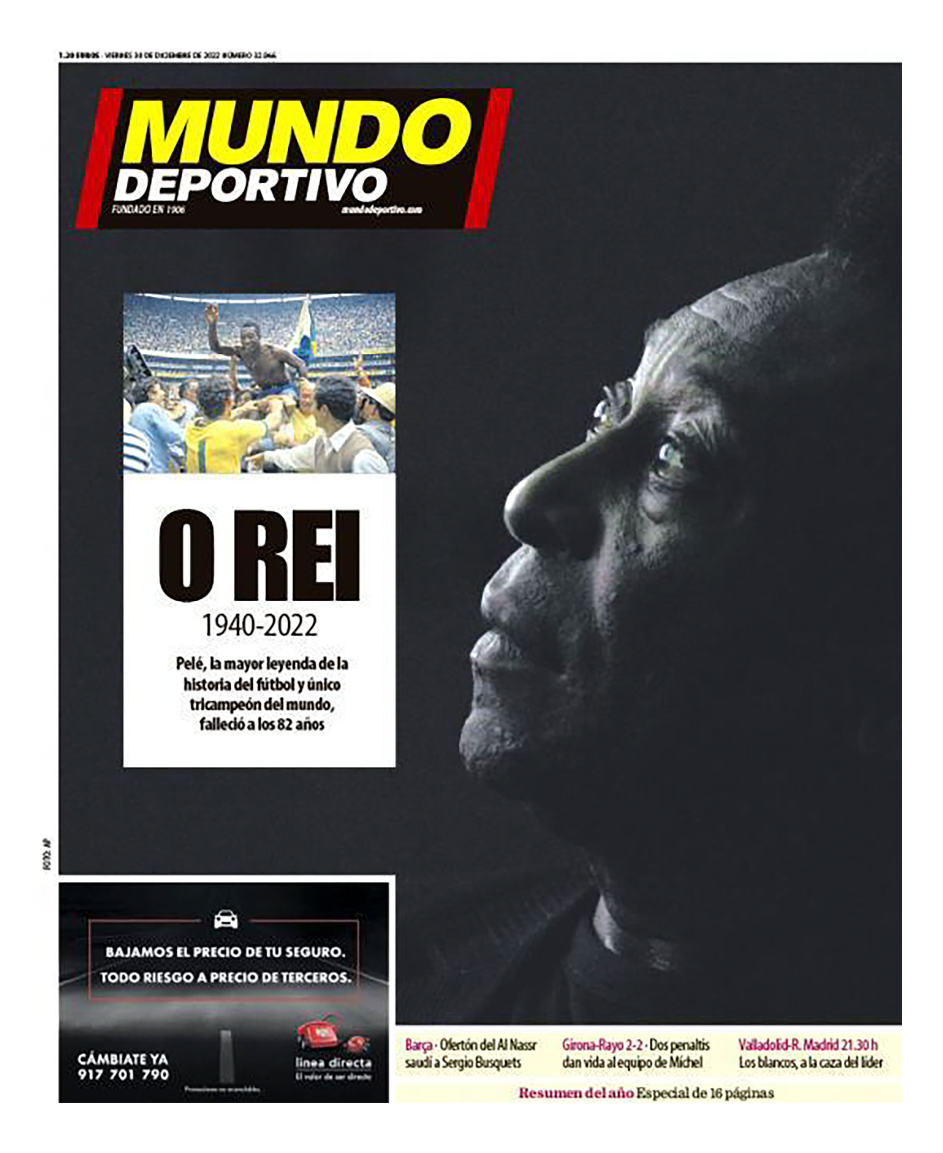 La portada de Mundo Deportivo tras la muerte de Pelé