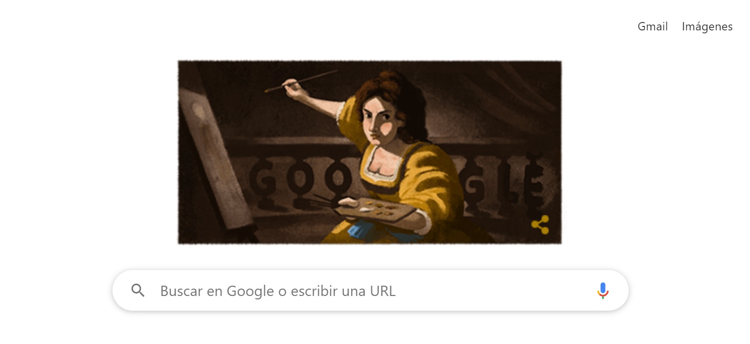 El doodle de Google de hoy homenajea a Artemisia Gentileschi.