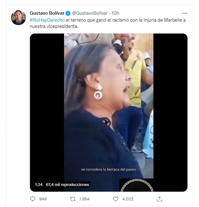 A través de Twitter, el senador Gustavo Bolívar cuestionó el ataque racista contra Francia Márquez.
FOTO: vía Twitter (@GustavoBolivar)