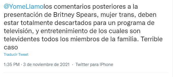 Reacciones sobre imitadora de Britney Spears en Yo me llamo 2021. Foto: Twitter