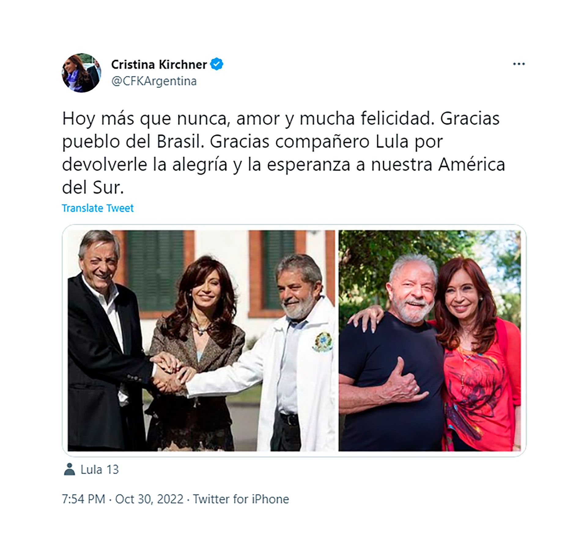 El tuit de CFK