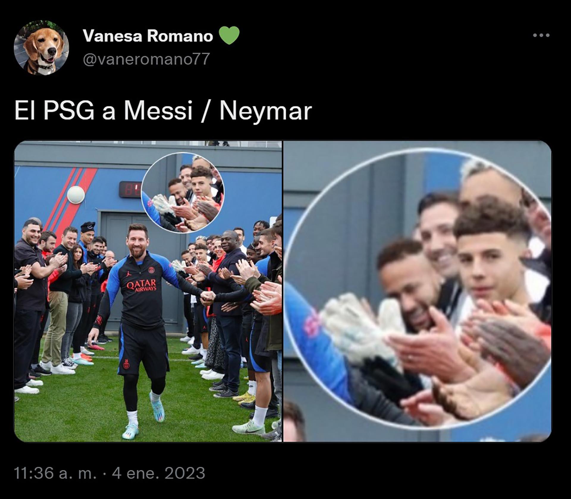 La felicidad de Neymar en el pasillo de campeón a Messi