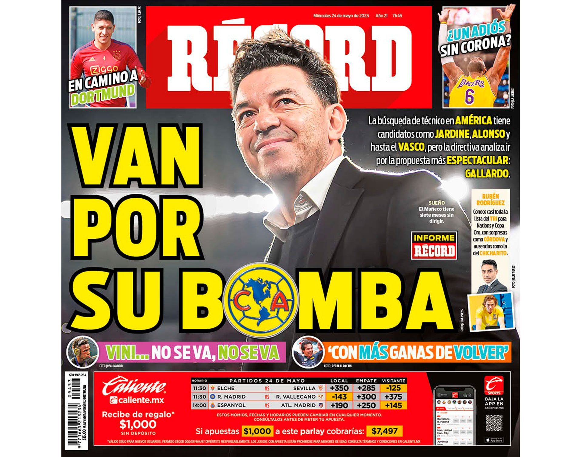 La tapa de Récord con Marcelo Gallardo como principal protagonista