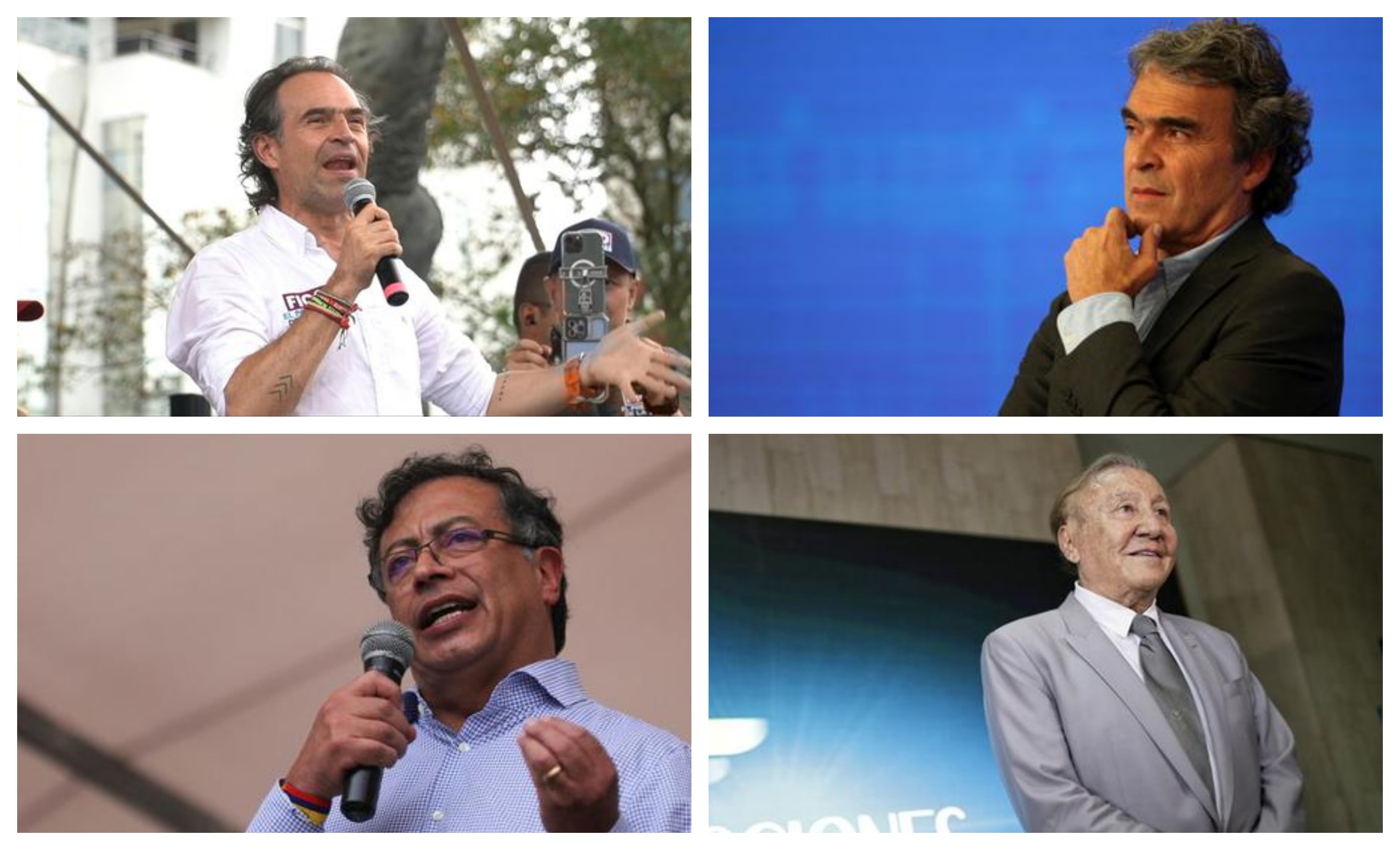 En la imagen, los candidatos a la Presidencia de Colombia 2022: Federico Gutiérrez, Sergio Fajardo, Gustavo Petro y Rodolfo Hernández