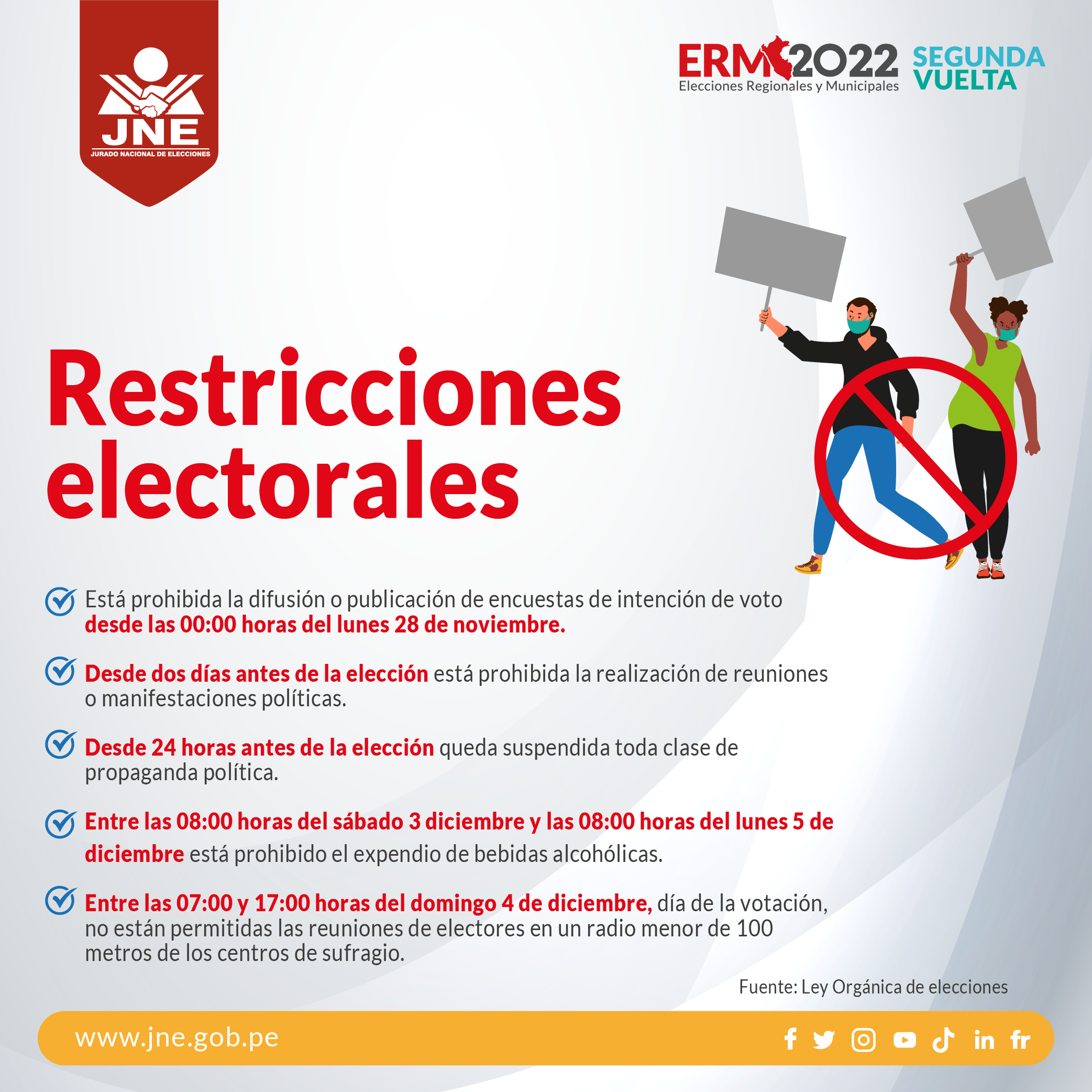 Restricciones electorales para elecciones del 4 de diciembre.