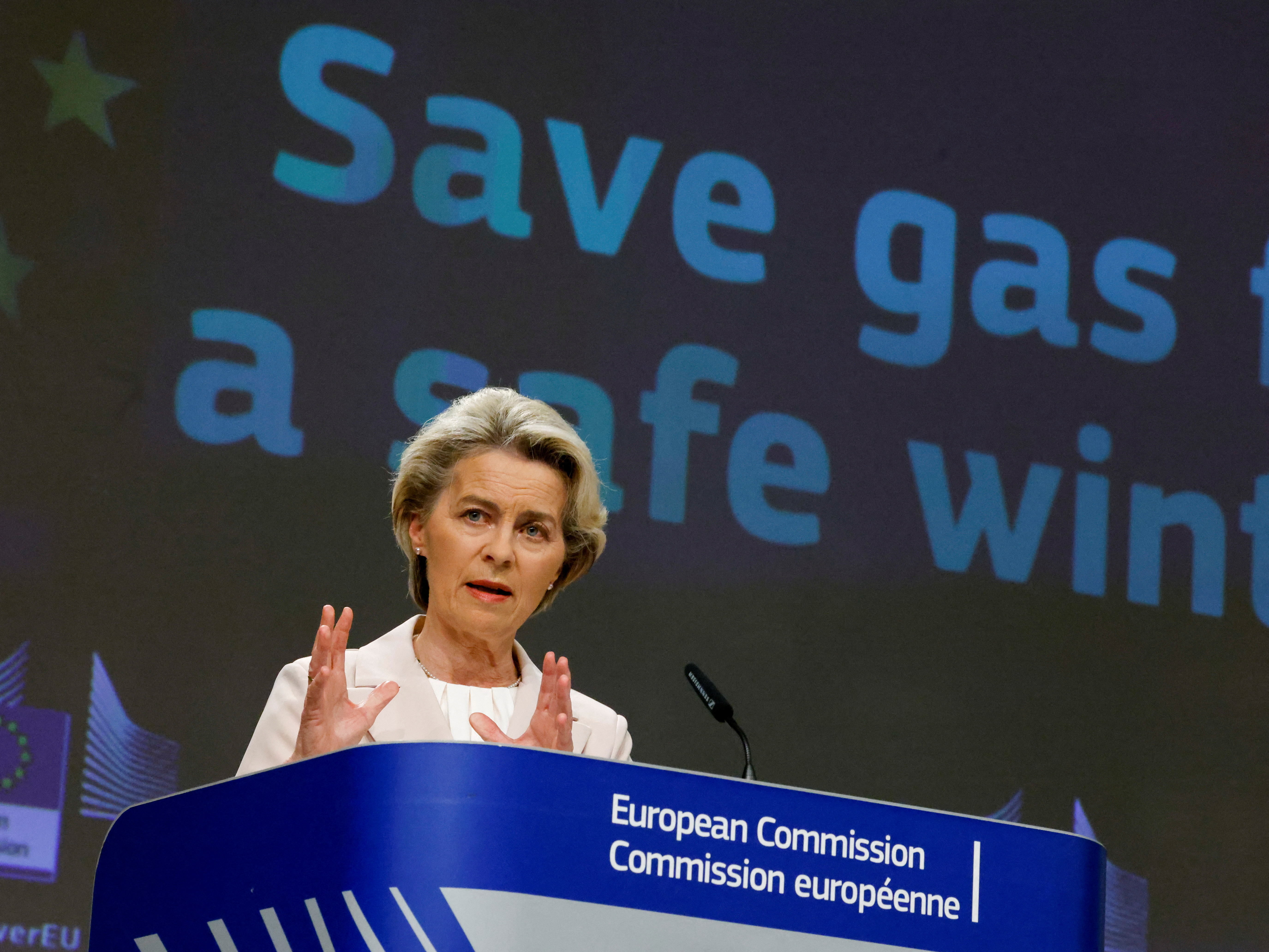 European Commission President Ursula von der Leyen speaks at a news conference in Brussels, Belgium July 20, 2022. REUTERS/Yves Herman