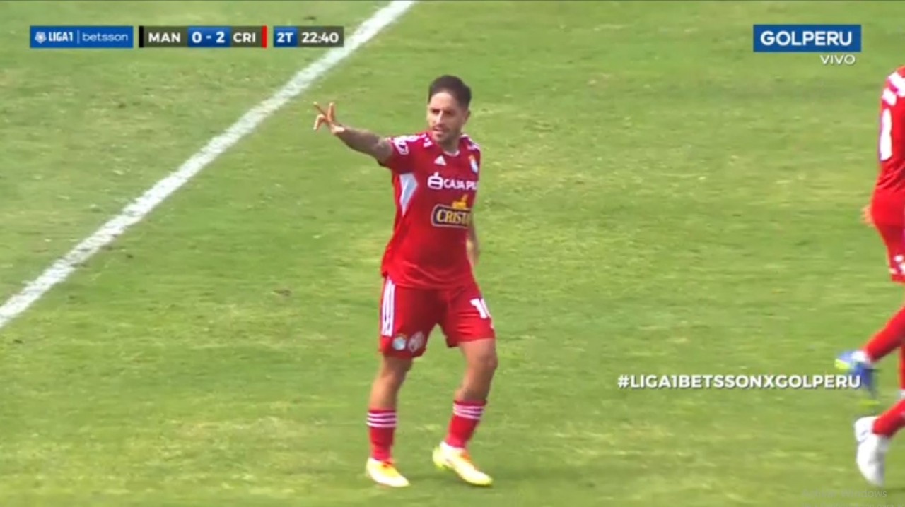 Alejandro Hohberg anotó el segundo gol de Sporting Cristal ante Carlos A. Mannucci. | Captura GOLPERU