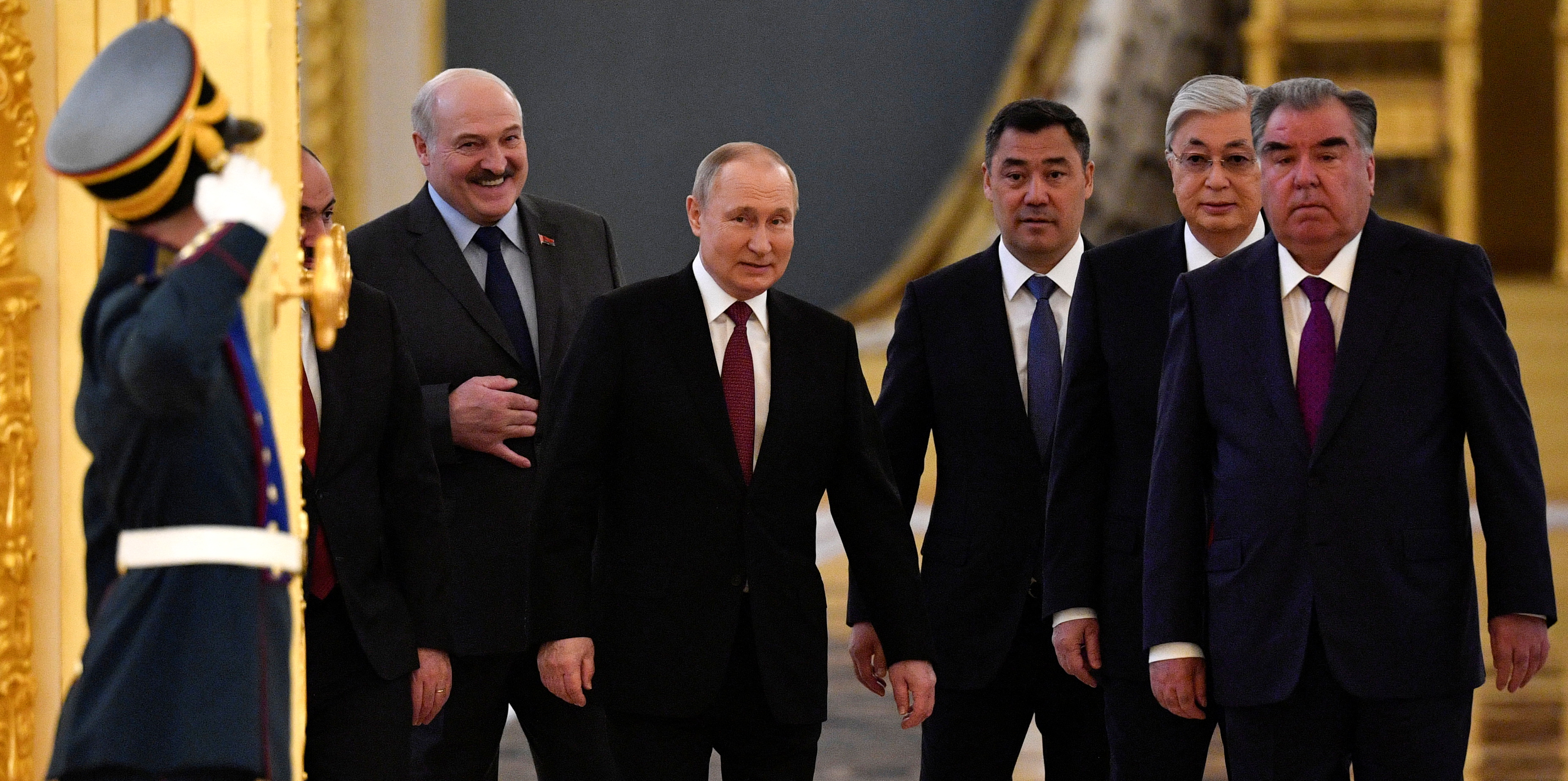 Putin en la reunión de la Organización del Tratado de Seguridad Colectiva. Esta alianza liderada por Moscú agrupa a países de la antigua Unión Soviética e incluye también a Bielorrusia, Armenia, Kazajistán, Kirguistán y Tayikistán (Reuters)

