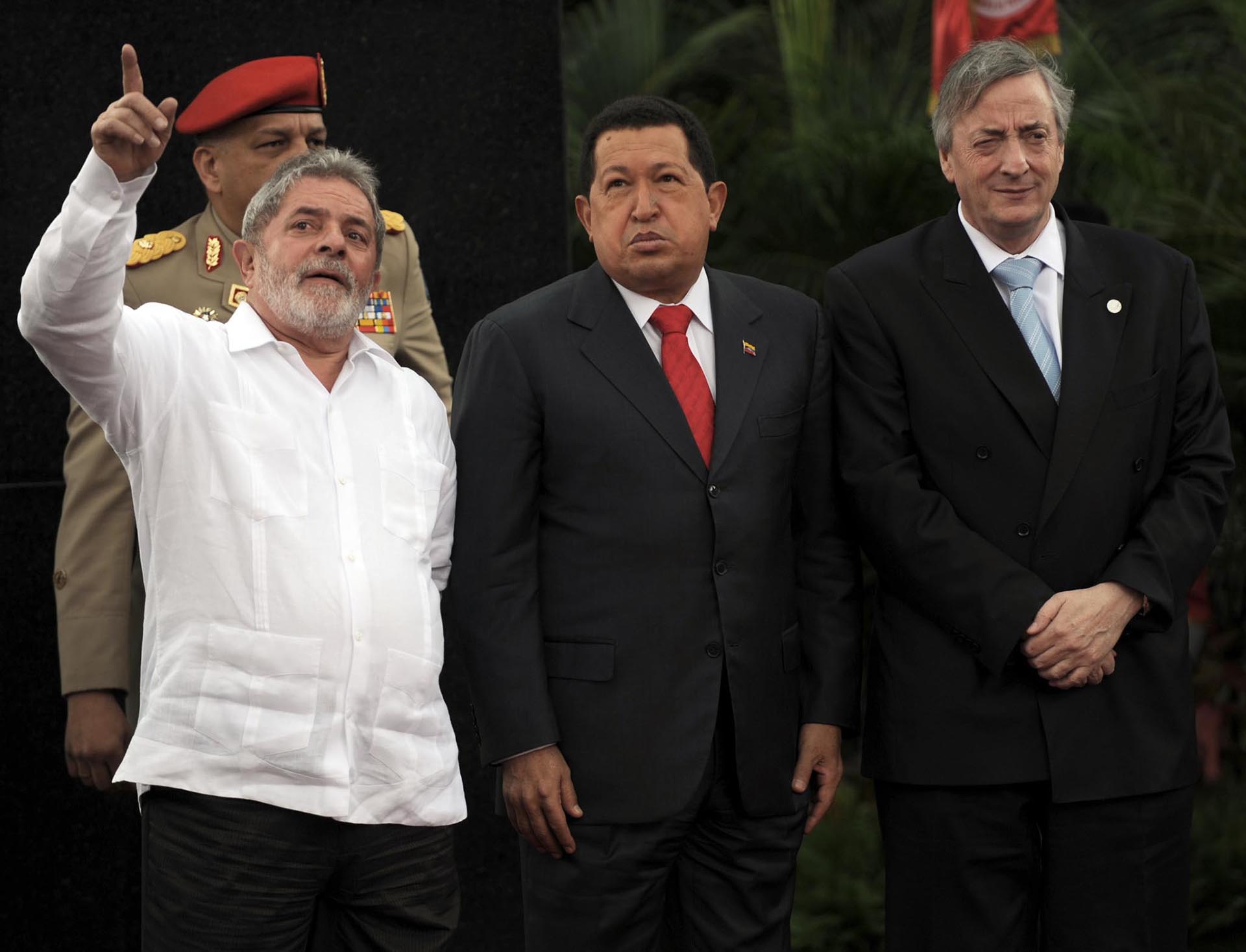 Lula, Hugo Chávez y Néstor Kirchner (AFP/Archivo)