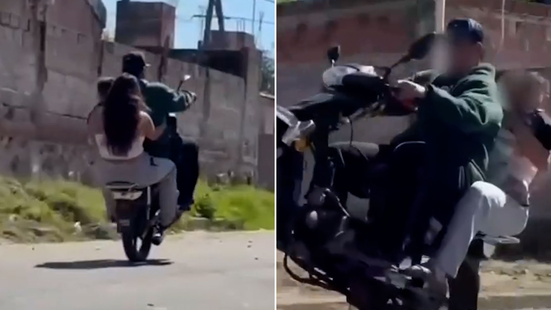 Video: dos adultos realizaron maniobras peligrosas en una moto con un bebé en brazos y lo compartieron en redes