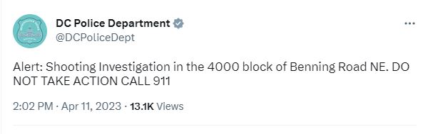 El tweet de la Policía de DC