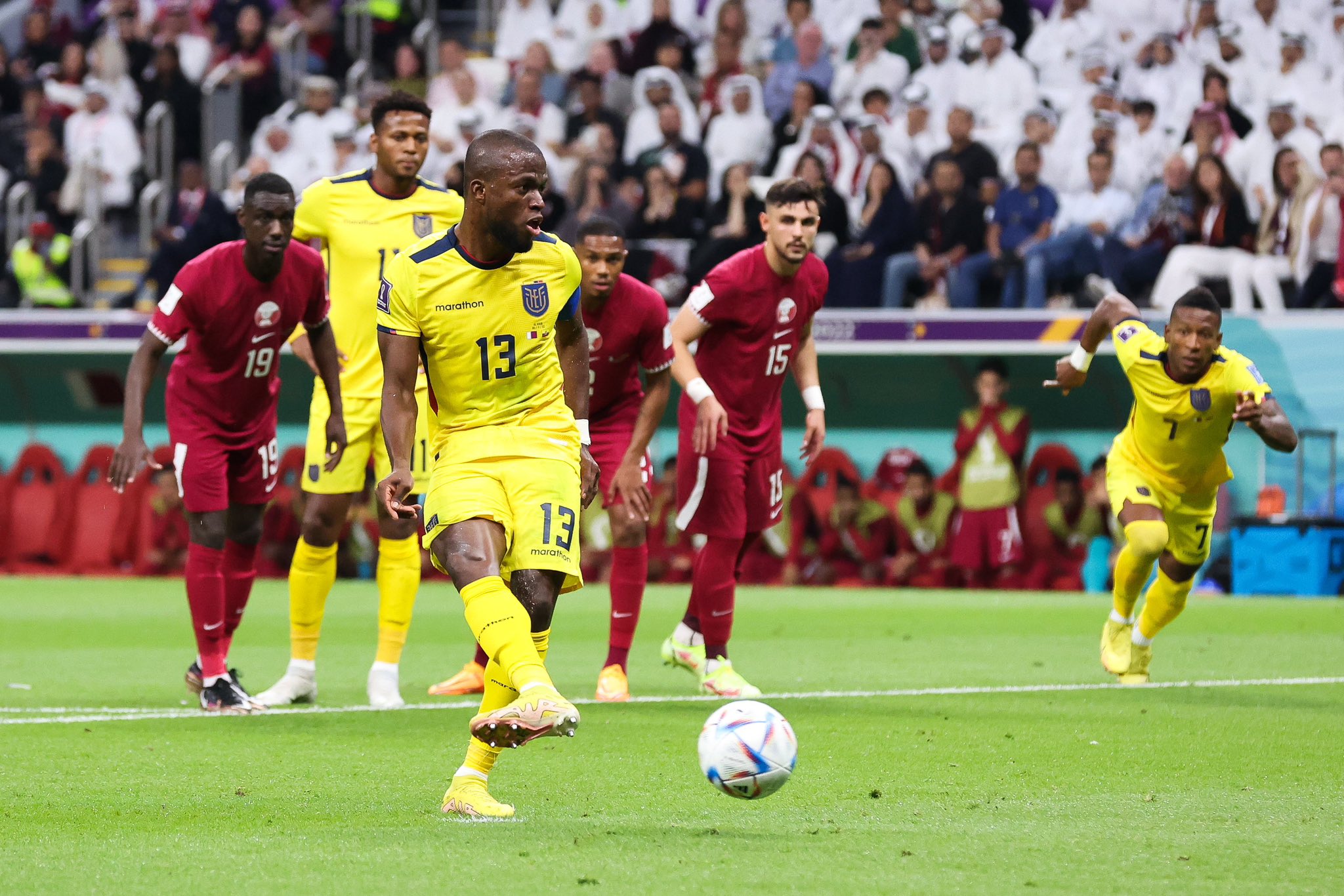 The Ecuadorian team beat Qatar in the opening match of the World Cup.  Image: @LaTri.