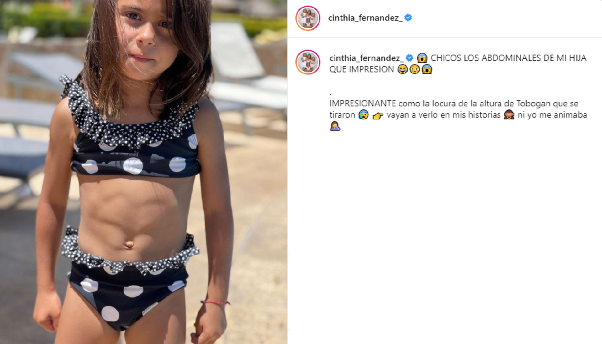 La furia de Cinthia Fernández contra sus seguidores por cuestionar una foto  de los abdominales de su hija - Infobae