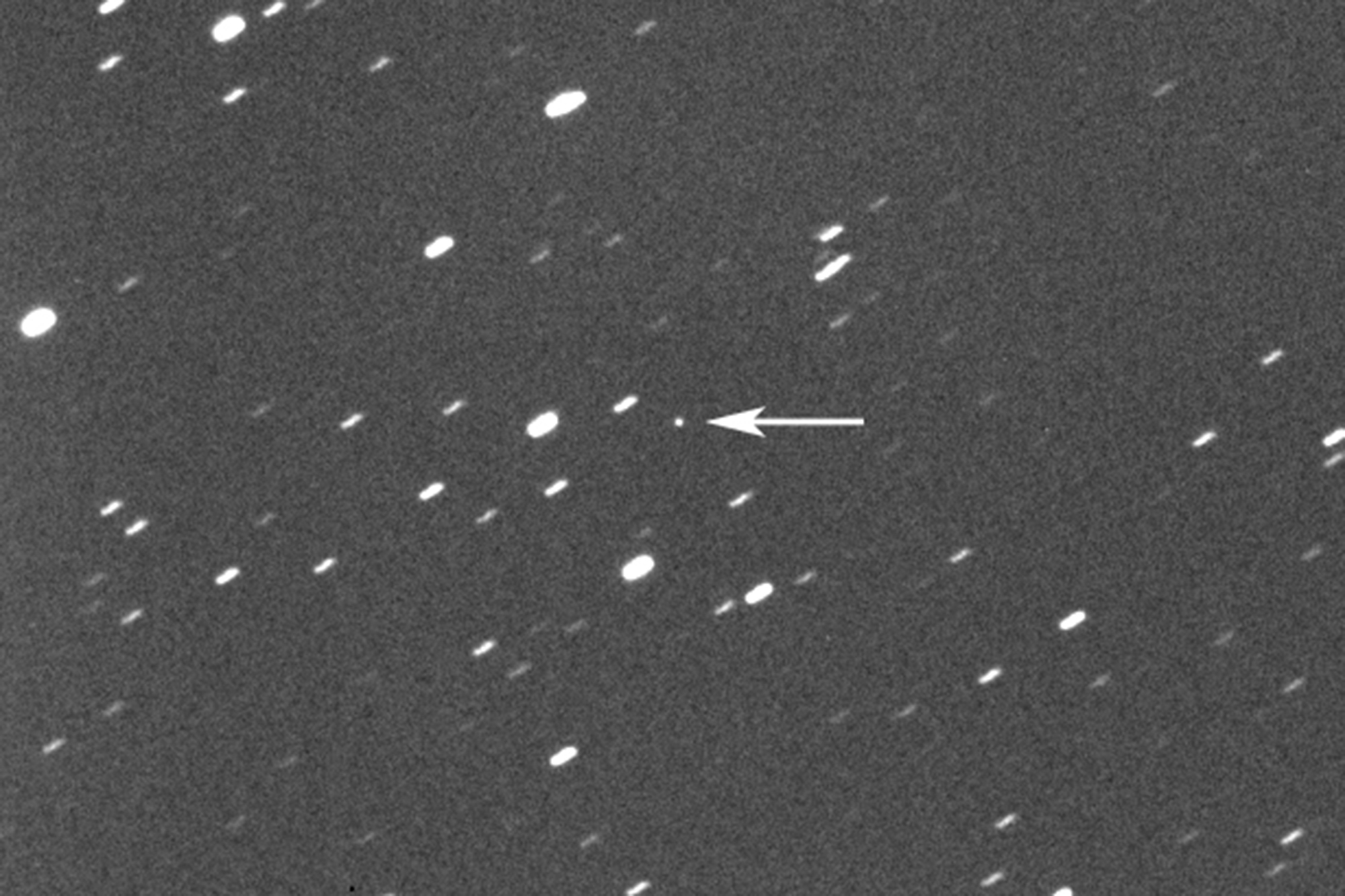Esta fotografía proporcionada por Gianluca Masi muestra al asteroide 2023 DZ2 (Gianluca Masi/Virtual Telescope Project vía AP)