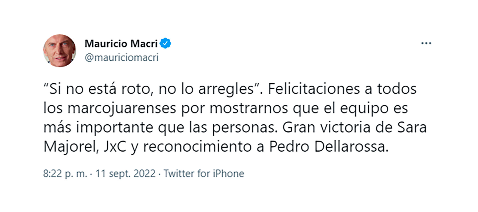 El mensaje del ex presidente Macri 